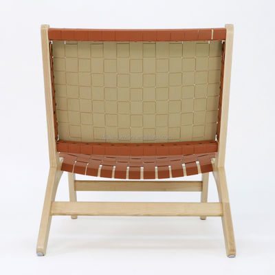 Design moderne Chaise de canapé de loisirs en bois massif ensemble pour salon Chaise de salon en cuir PU en finition noyer