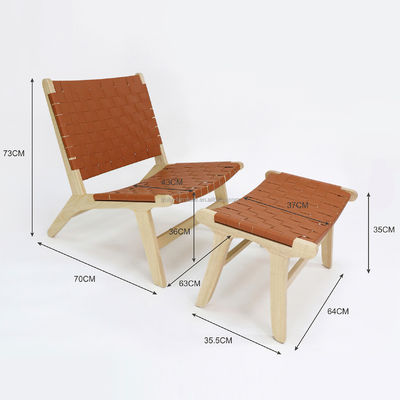 Design moderne Chaise de canapé de loisirs en bois massif ensemble pour salon Chaise de salon en cuir PU en finition noyer