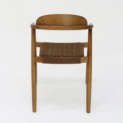 Chaise de salle à manger spécifique en bois massif tissé naturel moderne pour restaurant