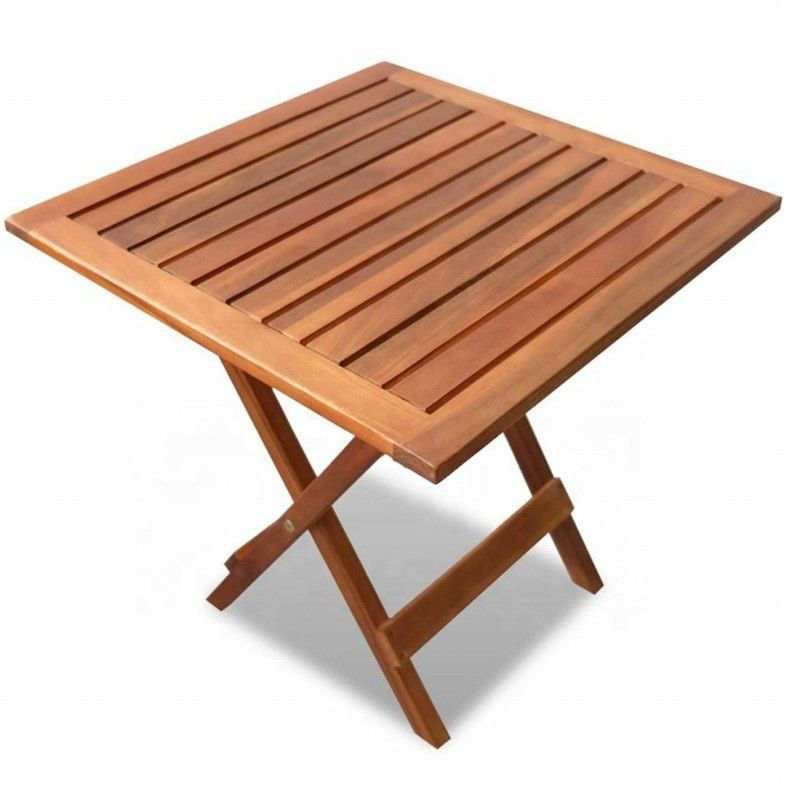 Petite table de jardin pliable patio extérieur Table de pique-nique en bois de teck