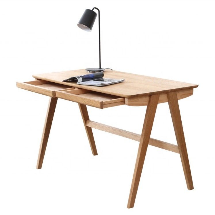 Bureau d'étude scandinave moderne à deux tiroirs en couleur noire ou naturelle pour les meubles de salle à manger