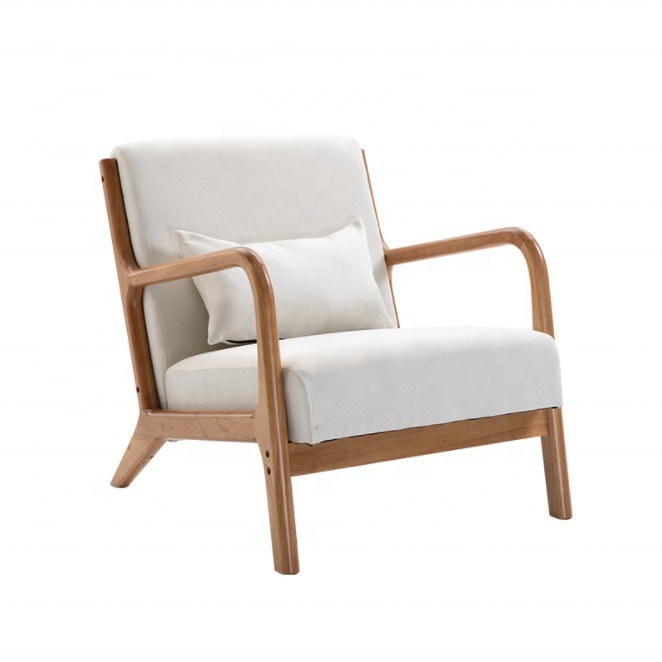 Emballage du courrier cadre en bois massif siège en tissu confortable fauteuil sofá simple paresseux pour des nuits confortables