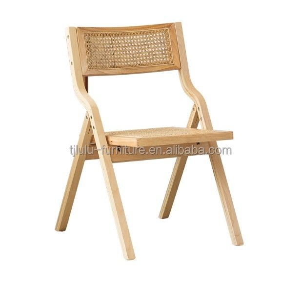 Chaises de salle à manger pliantes en rotin de bois Style de conception moderne pour les meubles de salle à manger et la construction en bois massif