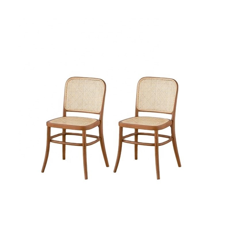 Design moderne de style durable dossier en rotin en bois de loisirs chaise à manger en rotin pour jardin en plein air Meubles de restaurant et de café