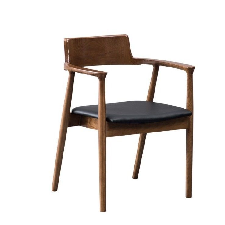 Salle à manger et salon Contemporaine Couleur noyer Crochet en bois Chaise à manger avec siège en cuir en tissu