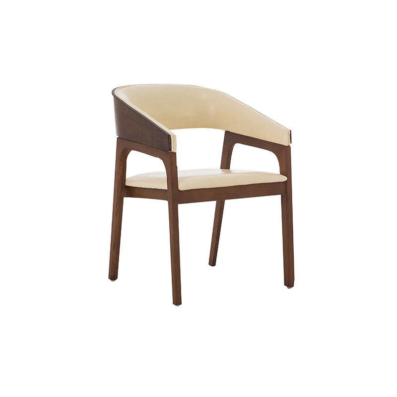 Conception Nordique en bois massif Chaise présidentielle Meubles en cuir noir Note Chaise fauteuil pour restaurant Garantie un an