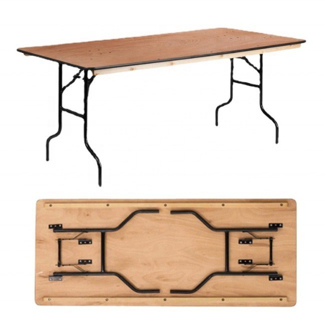 Banquet extérieur en bois massif rectangulaire Mariage Hôtel Tables à manger pliantes en design moderne pour les mariages et les hôtels