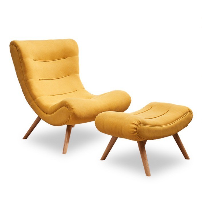 Chaises de salon de loisirs modernes pour salle à manger/salon en bois massif en tissu Chaise à limaces canapé paresseux