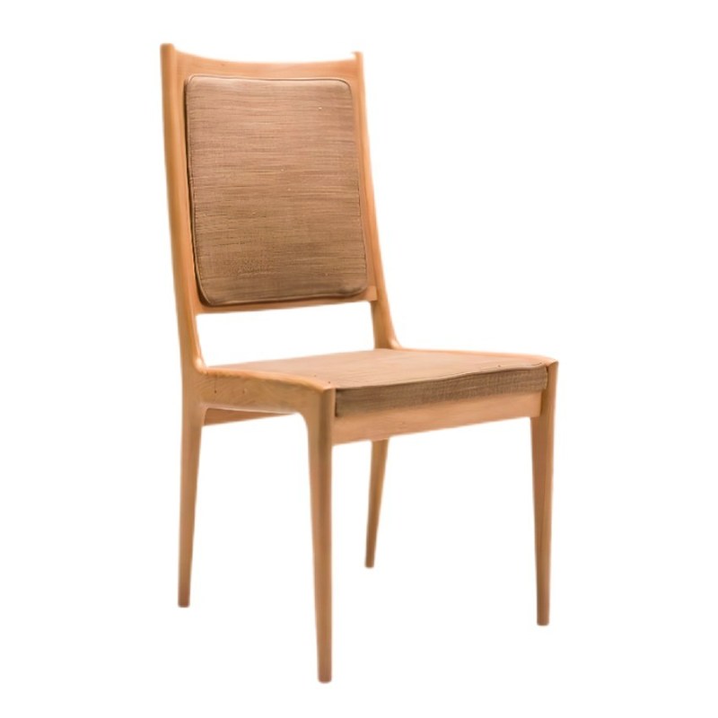Meubles de salle à manger en bois massif Chaises à dos haut avec revêtement en tissu dans le design nordique