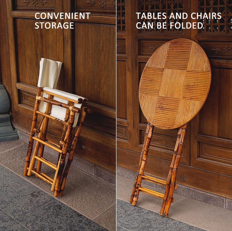 Table pliante en bambou pour meubles d'extérieur et loisirs