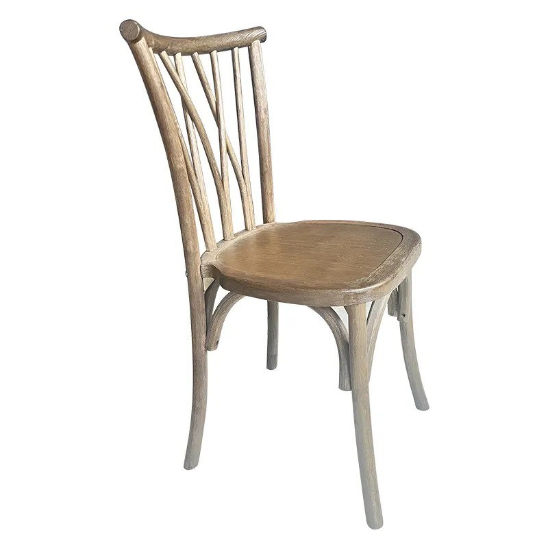 Événement de mariage antique Vintage X Cross Back Chaise en bois empilable avec siège en mousse de rotin
