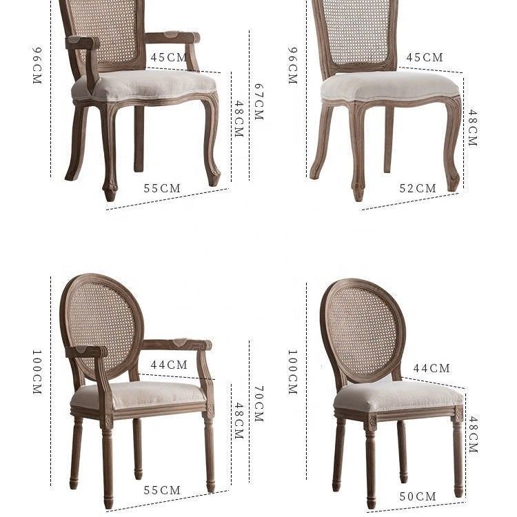 Design antique Europe Vantage intérieur en bois massif rond en roseau de canne à rouleaux chaise à manger pour le style traditionnel en Europe