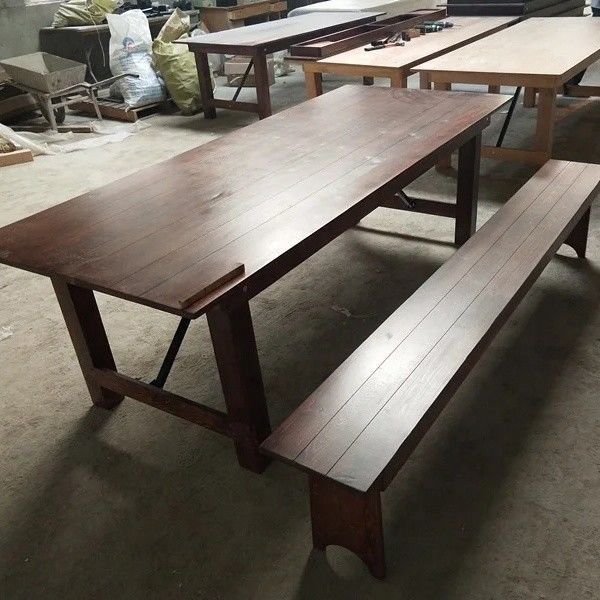 Commercialisation en gros Banquet Hôtel maison pliable en bois massif de pin Table et banc de ferme de luxe de style classique avec emballage de courrier Y