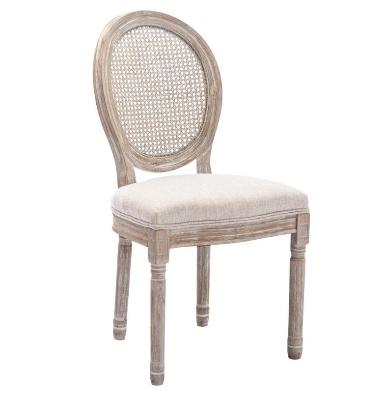 Chaise de salle à manger couverte en cuir en PU de style vintage français avec conception empilable et bois massif