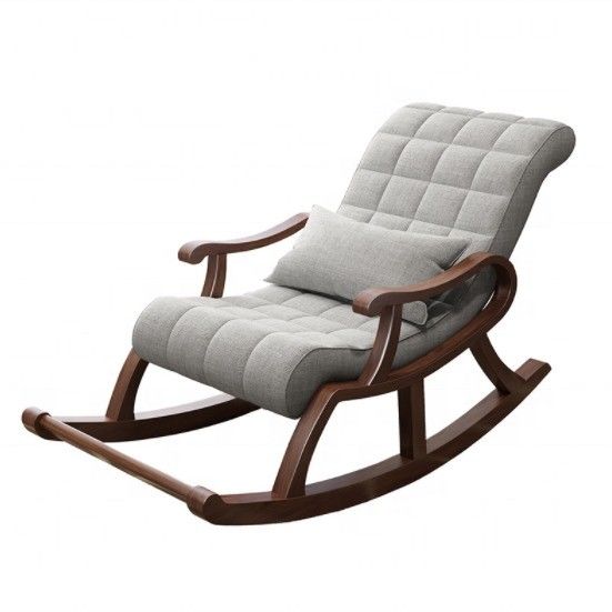 Les fauteuils à bascule en bois éblouissent votre salon avec ce fauteuil roulant et son tissu de velours confortable
