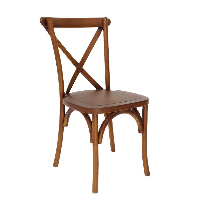 Meubles commerciaux empilés Croix X vintage arrière Chaises à manger en bois pour les mariages Événements et restaurants