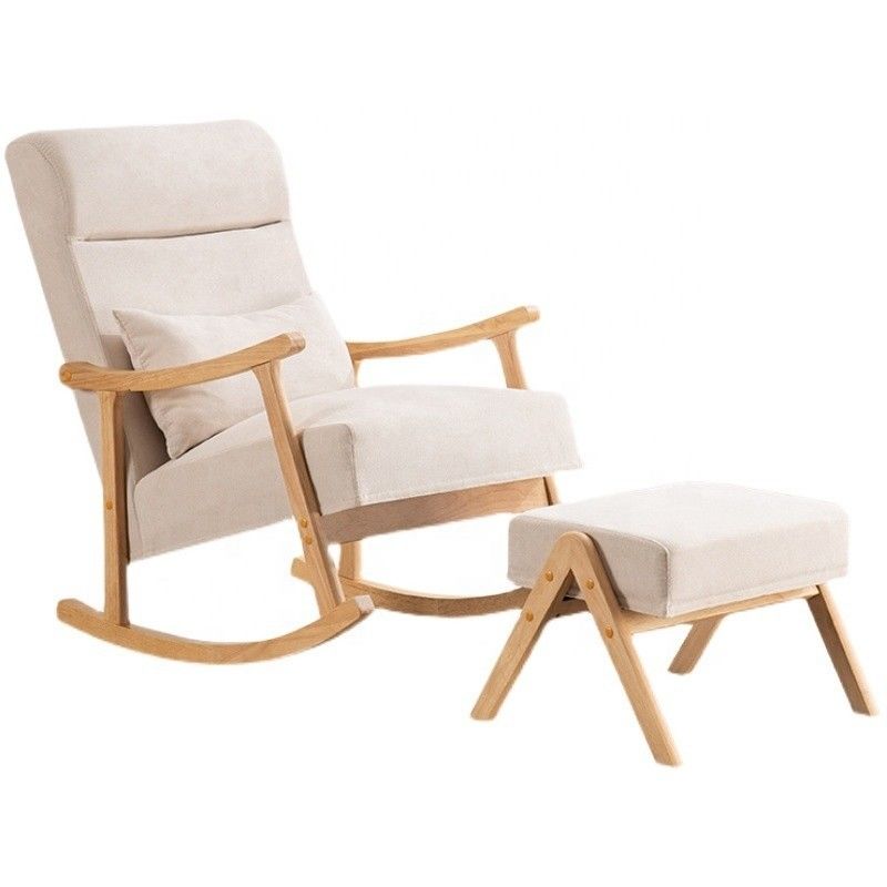 Cadre en bois massif siège en tissu confortable paresseux seul canapé fauteuil à bascule pour le salon