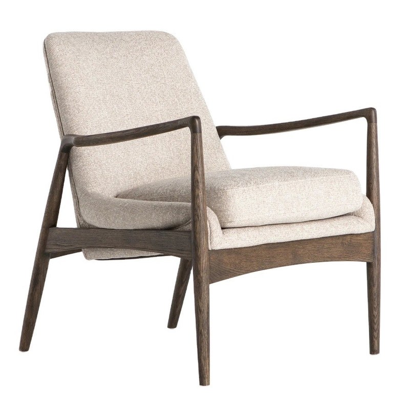 Meubles de salon individuels Chaise de canapé rembourrée en bois avec tissu et coussin en mousse sur cadre en bois