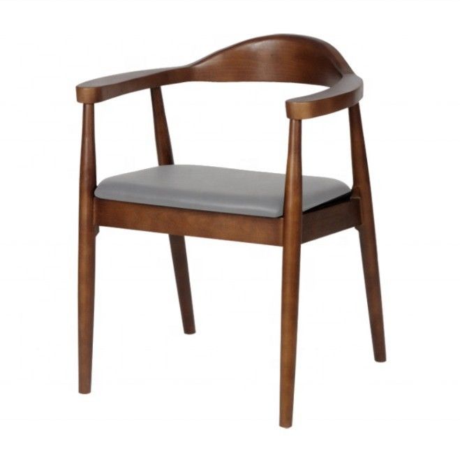 Chaise de salle à manger en bois massif avec accoudoir
