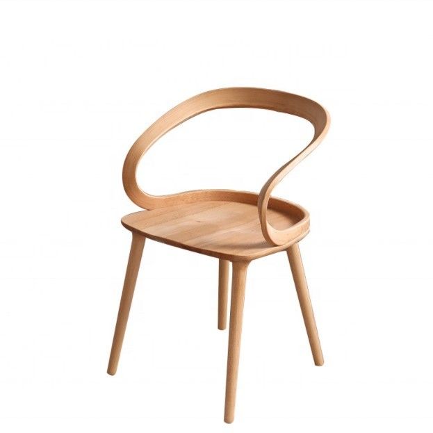 Chambre à manger moderne en hêtre en bois massif Chaise pliante à café avec dossier incurvé et style nordique