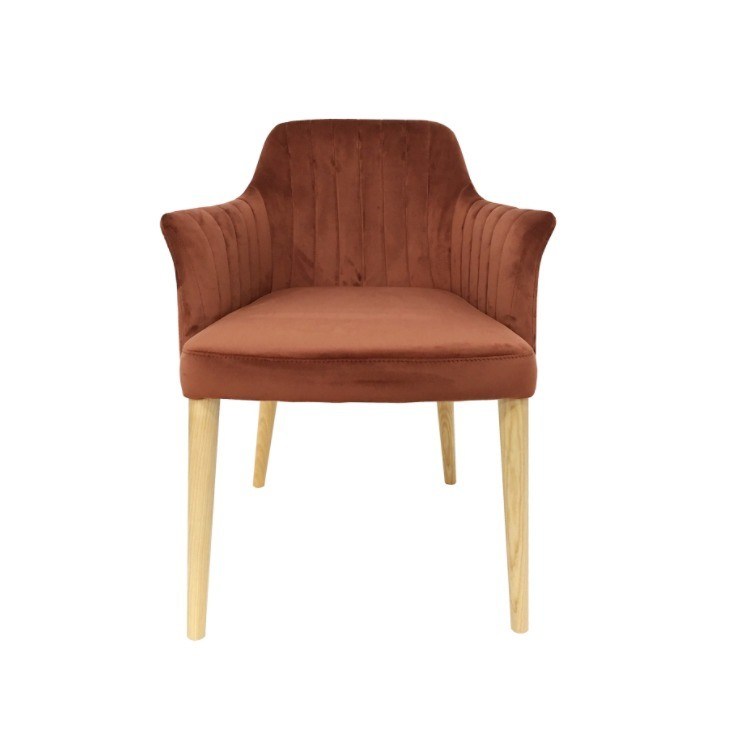 Meubles de restaurant Chaise de salle à manger en velours avec des jambes en bois massif et sans design plié