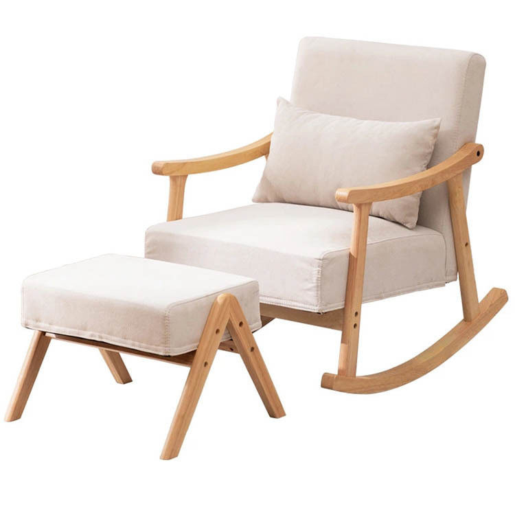 Fourniture directe de chaise bascule en bois de style nordique chaise bascule en bois massif pour meubles de salon et spéciaux