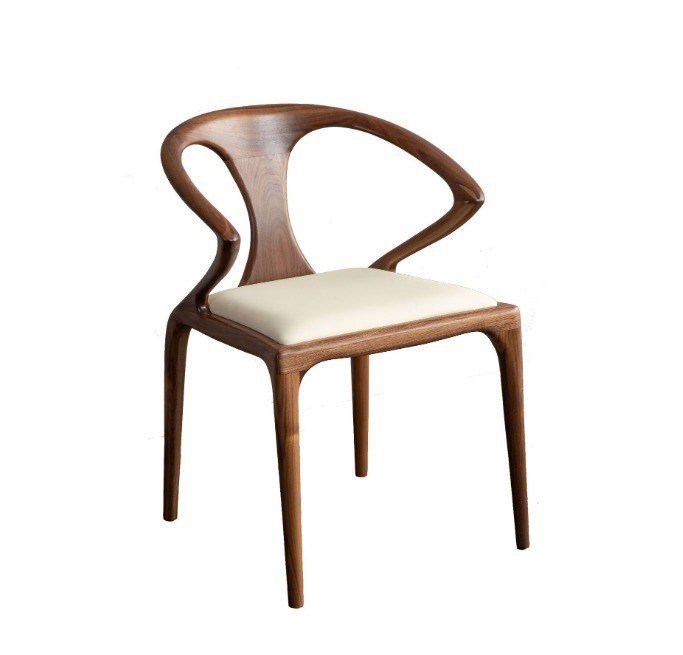 Chaise de salle à manger en bois massif nordique avec accoudoir