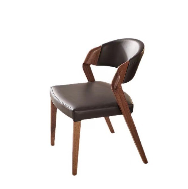 Meubles de salon Chaise à manger en bois massif avec conception personnalisée et coussin en cuir en PU