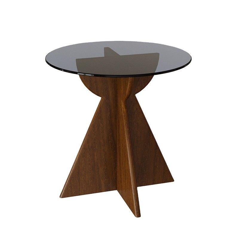 Table de table en bois massif en verre rond de côté Table à café pour le salon Design général Meubles de maison Finition laquée