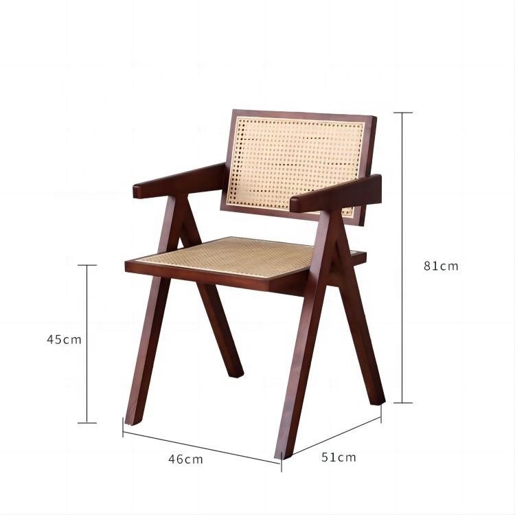 Meubles de salle à manger Nordique Luxe Chaise en rotin Vintage Balcon Leisure Chaise pliante en bois avec emballage du courrier Y