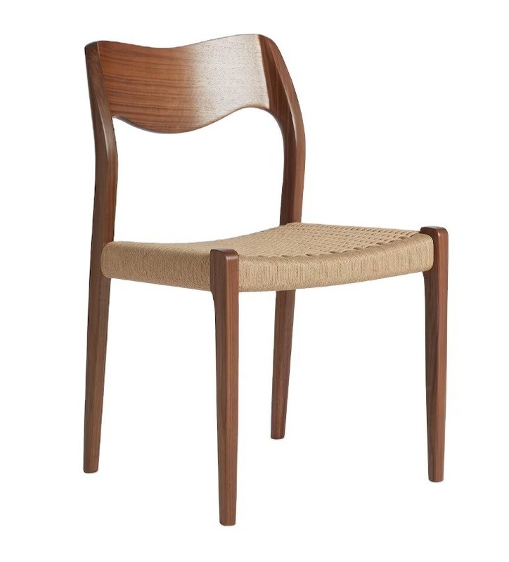 Meubles de salle de séjour Chaise à manger à cordon tissée à la main en couleur noyer avec cadre en bois massif