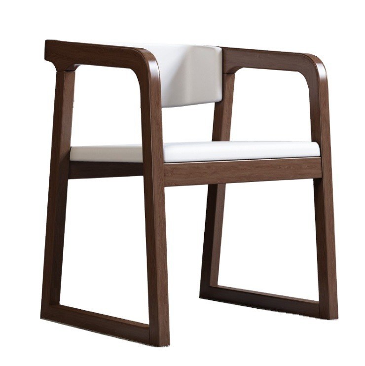 Meubles de salle à manger design moderne en bois massif coton et lin / chaise en cuir en PU avec accoudoir et coussin pour restaurant
