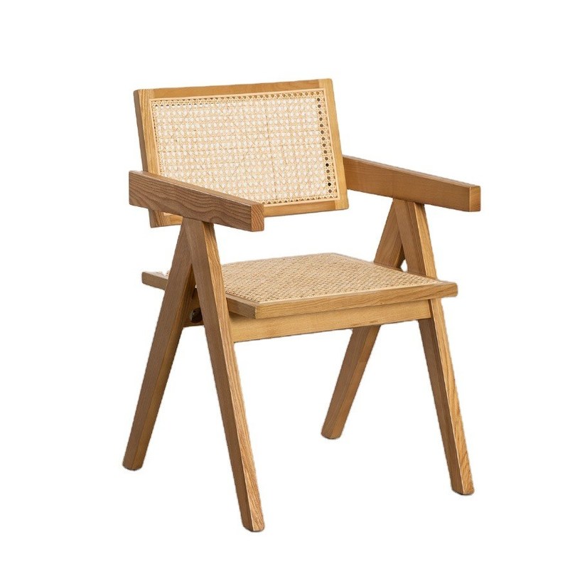 Personnaliser Matériau de couverture en rotin naturel robuste Chaise de salle à manger en bois massif moderne pour restaurant hôtel