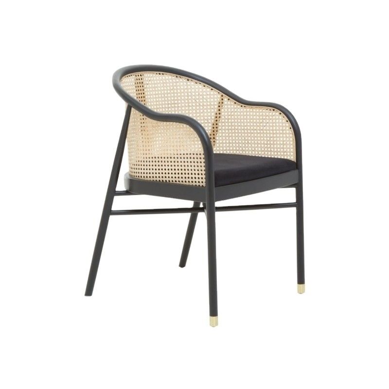Chaise élégante simple en cuir en PU/tissu et en rotin Salle à manger Salle de séjour Meubles de restaurant Couverture de style japonais Chaise en bois moderne