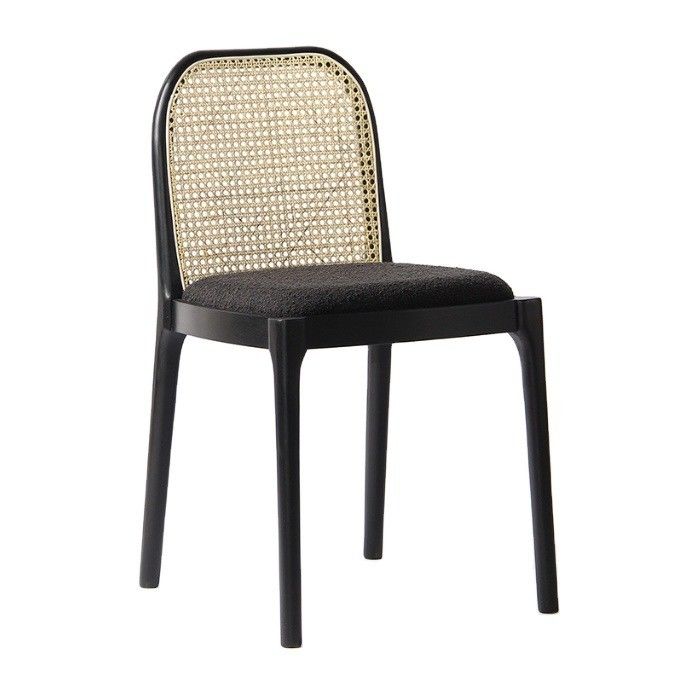 Chaise à manger en laine d'agneau / velours en rotin W47*D50*H78CM Luxe bois moderne pour les meubles de salon
