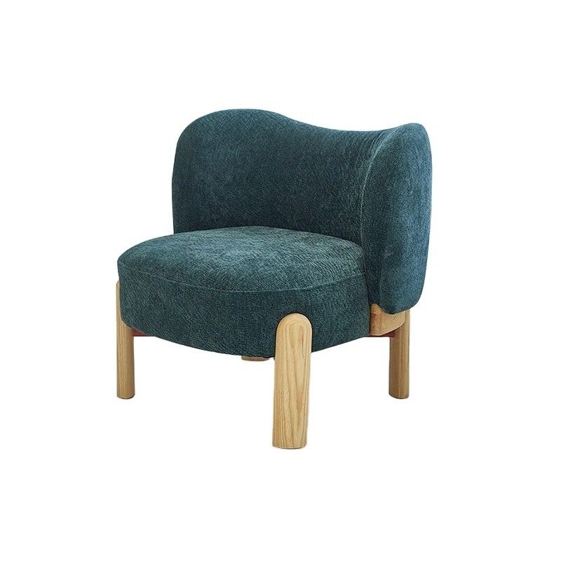 Meubles de salon populaires en bois massif moderne en laine d'agneau / velours fauteuil simple canapé avec des jambes de noyer et un design de luxe léger