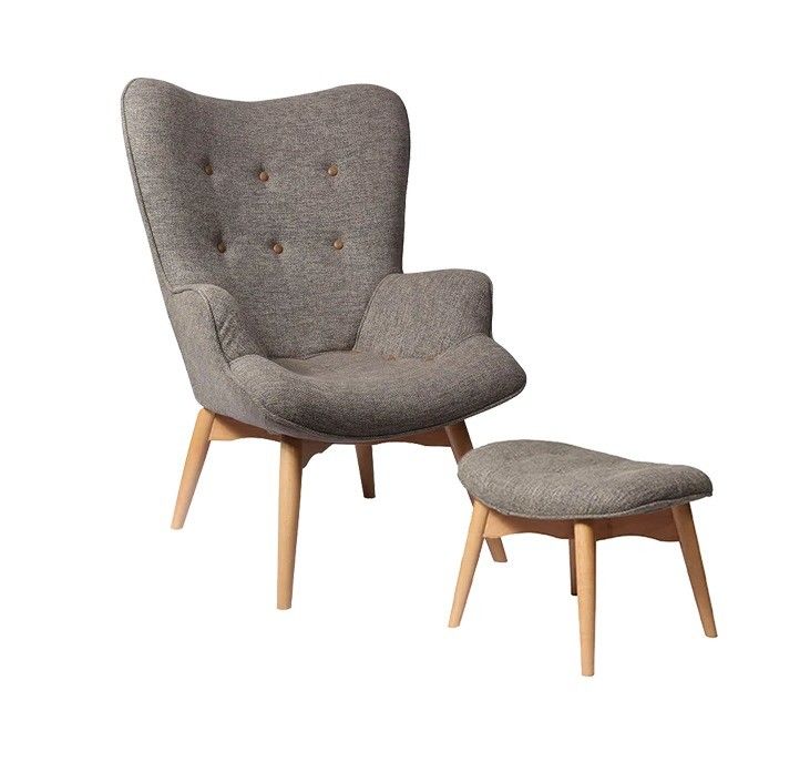 Chaises en bois canapé chaise rembourrée chaise moderne en bois massif chaise de salon de loisirs avec tabouret Meubles de salon