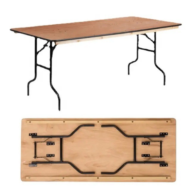 Table à manger de style industriel en fer en bois de restaurant Table à manger pliante en bois personnalisée pour les besoins du marché des meubles pour la maison