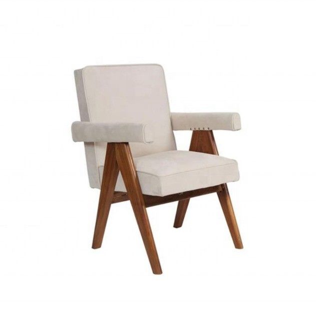 Couverture amovible Chaise de salon en tissu Café-boutique fauteuil rembourrée Chaise à manger en bois Chaise de café Chaise canapé