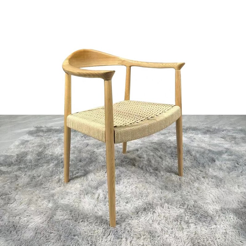 Chaise élévatrice en bois massif chaise de bras de salle à manger moderne avec siège à corde durable et fonction de levage