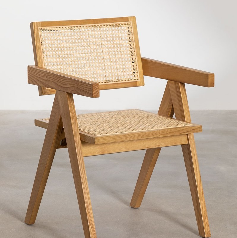 Chaise à manger pliable en rotin naturel pour événements et meubles de maison en bois de cendres moderne