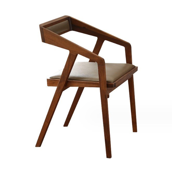 Accueil Meubles de style nordique moderne Chaise de salle à manger en bois avec bois massif et cuir PU