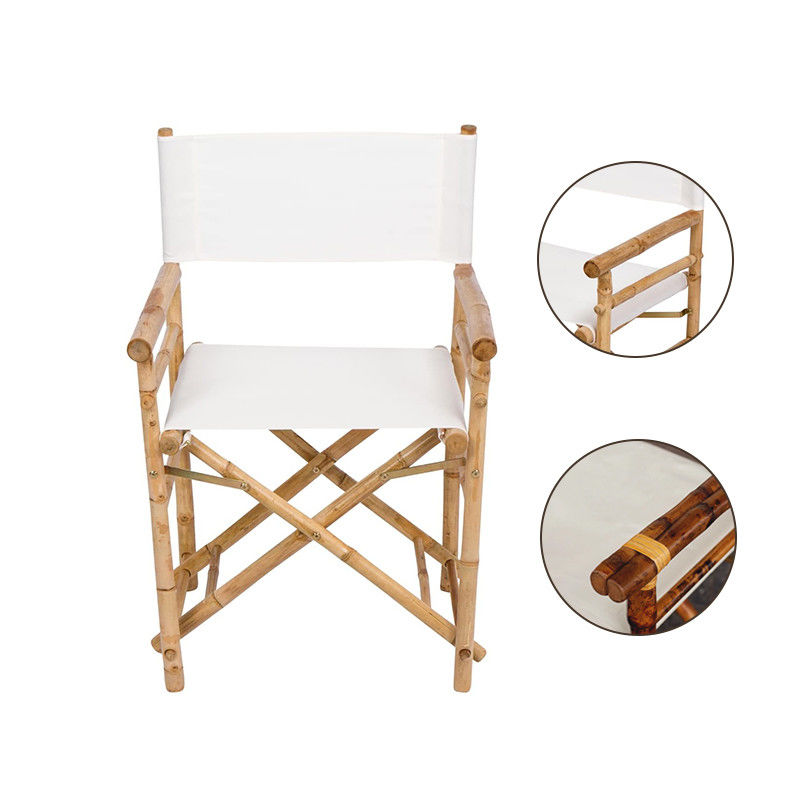 Chaise de directeur en bois de bambou en plein air Fonction pliable pour camping de plage Matériau de bambou Meubles commerciaux
