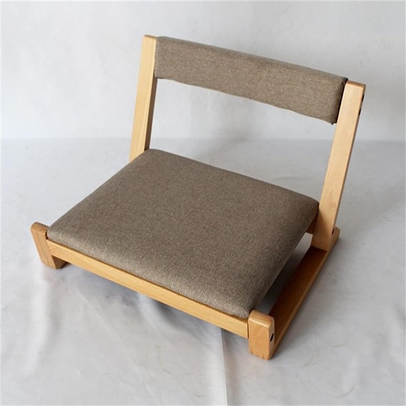 Assise confortable en bois massif chaise de sol tatami japonaise avec soutien du dos