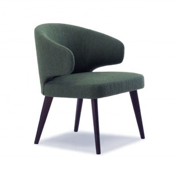 OEM Oui Salle à manger Pieds en bois fauteuil en velours Siège unique Repose-haies aile Chaises à manger pour meubles de restaurant de luxe