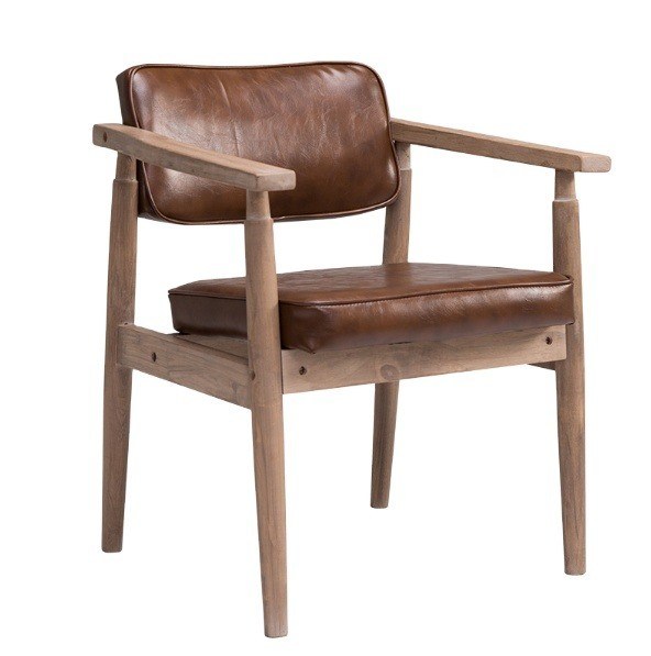 Meubles de salle à manger modernes européens en bois massif Chaises en cuir PU en bois naturel