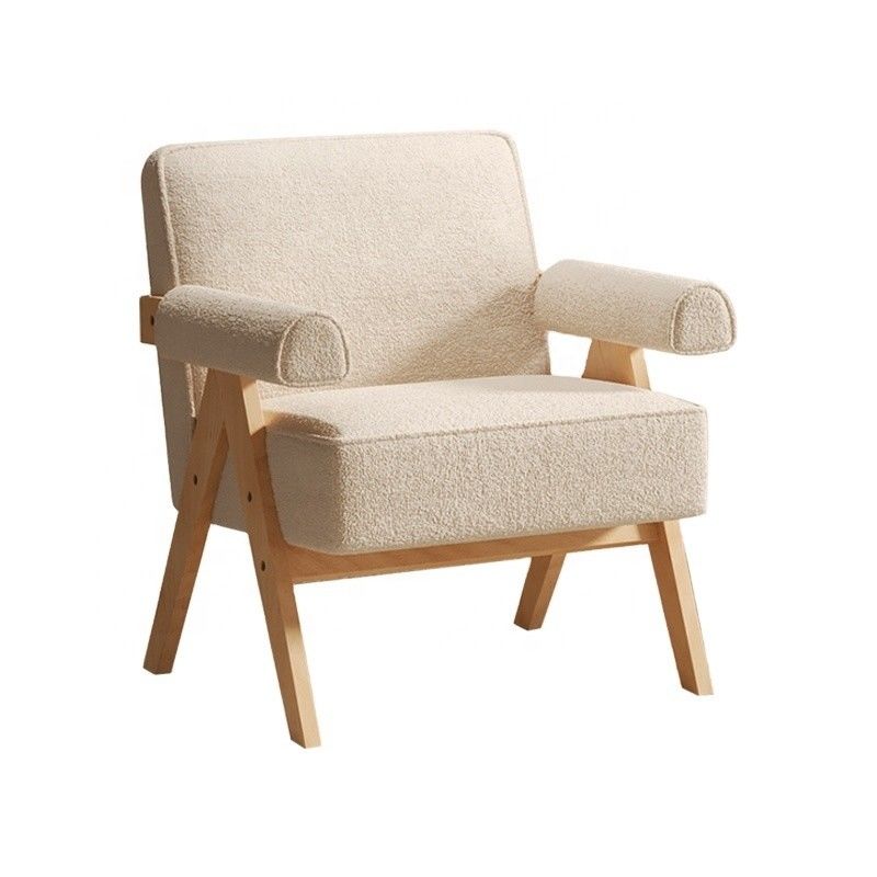 Meubles de salon contemporains cadre en bois massif en tissu en cuir fauteuil de canapé en bois unique en option W70*D70*H80CM