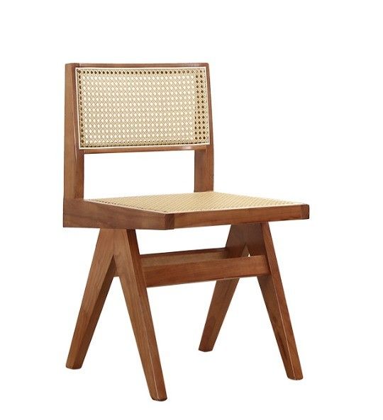 Assise souple en bois en caoutchouc Design moderne Chaise de salle à manger en rotin en bois pour salon et hôtel