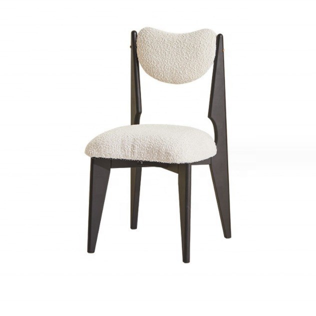 Chambre à coucher de style Morden Chaise à manger en bois avec couleur personnalisée et jambes noires en velours blanc