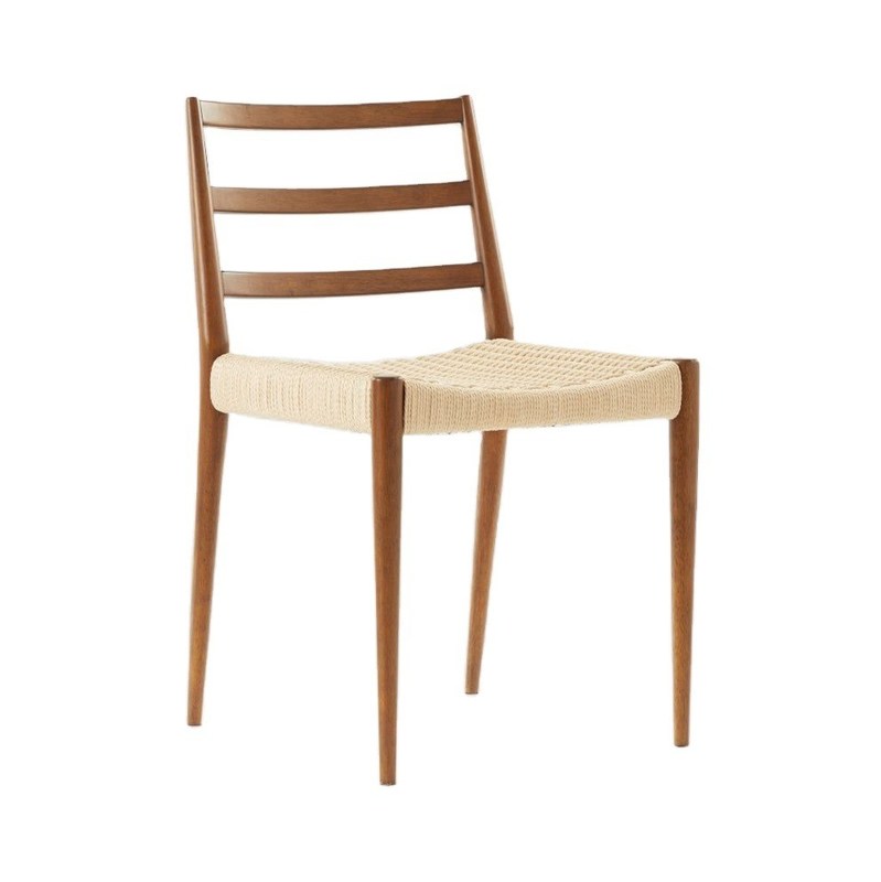 Cadre en bois massif Conception personnalisée Hôtel Vintage Chaise à manger en cordon tissé pour les événements